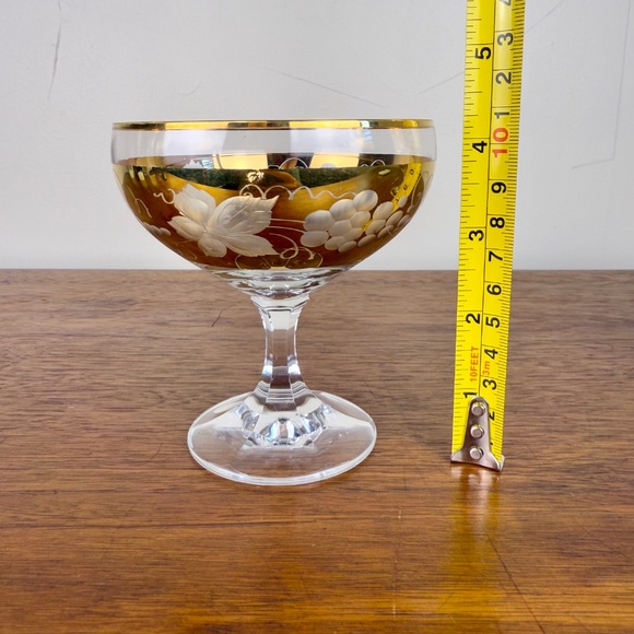 Vintage Gold Cut-to-Clear Crystal Coupes – Western Germany – Set of 2 - Picture 15 of 16